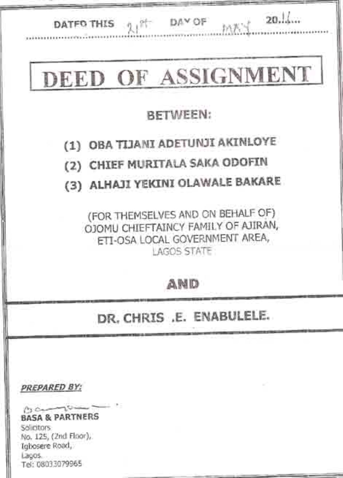 deed of assignment house document